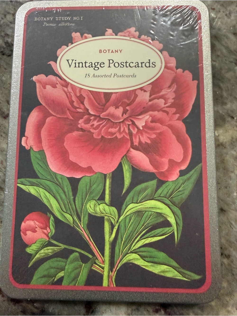 Botany Vintage Postcards Tin - Pink Floral Design -New with tags
